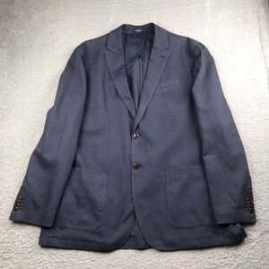 Faherty Reserve All Season Blazer Mens 2XL Deep Sea Navy Linen Blend Sport Coat
